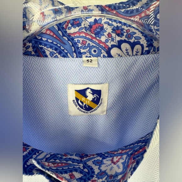 Royal Highness Equestrian Women 52 Blue Long Sleeve Flip Cuff Riding Shirt - Picture 2 of 10